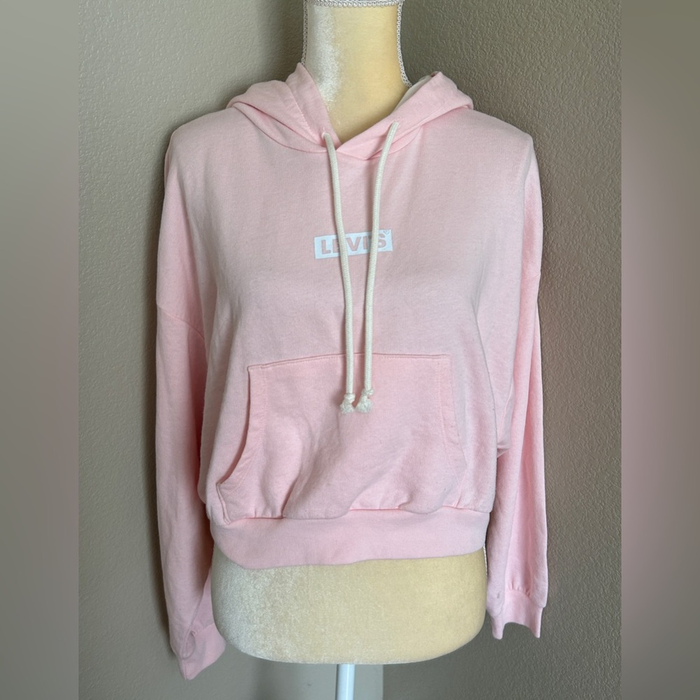 Levi's Pink Cropped Hoodie - Women's Pullover Sweatshirt size L